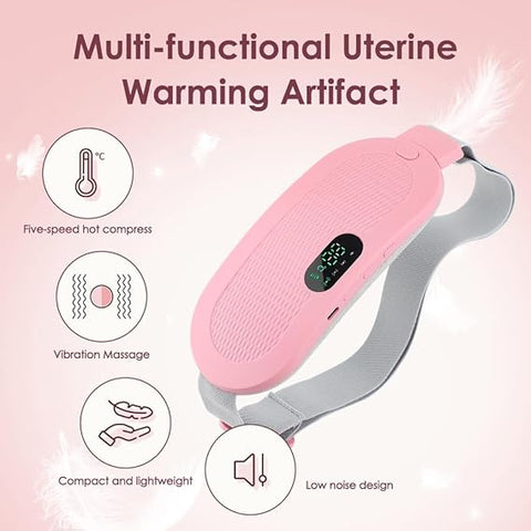 Period Cramp Relief Belt – Rechargeable Heating Pad with Massager for Women