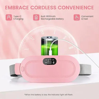 Period Cramp Relief Belt – Rechargeable Heating Pad with Massager for Women