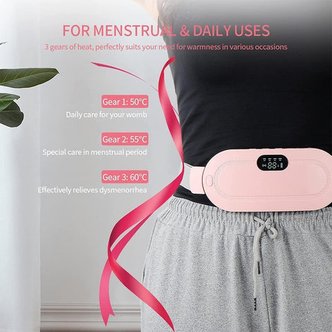 Period Cramp Relief Belt – Rechargeable Heating Pad with Massager for Women